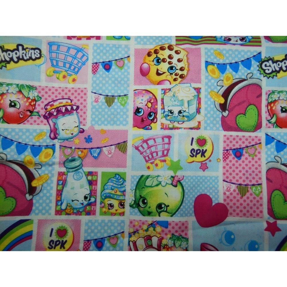 New Shopkins Cotton Fabric by the Yard (1 Yard - 36" X 44" Pre-Cut) Crafts Sew